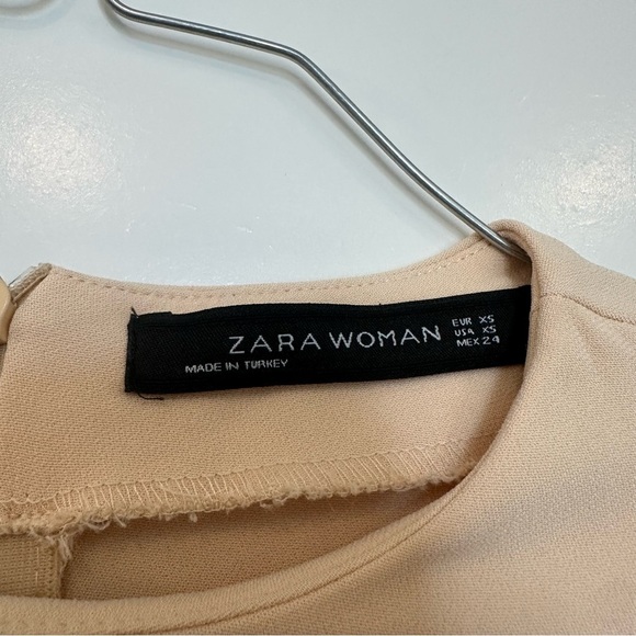 Zara Bell Sleeve cream shift dress size xs pale pink mini dress women’s - Picture 9 of 12